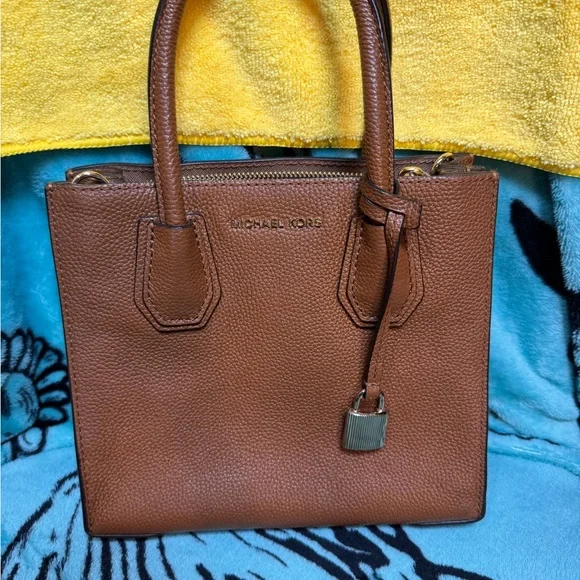 MICHAEL KORS Brown Pebbled Leather Crossbody Satchel - Picture 1 of 6